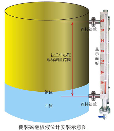 合成氨專(zhuān)用液位計(jì)側(cè)裝式安裝示意圖